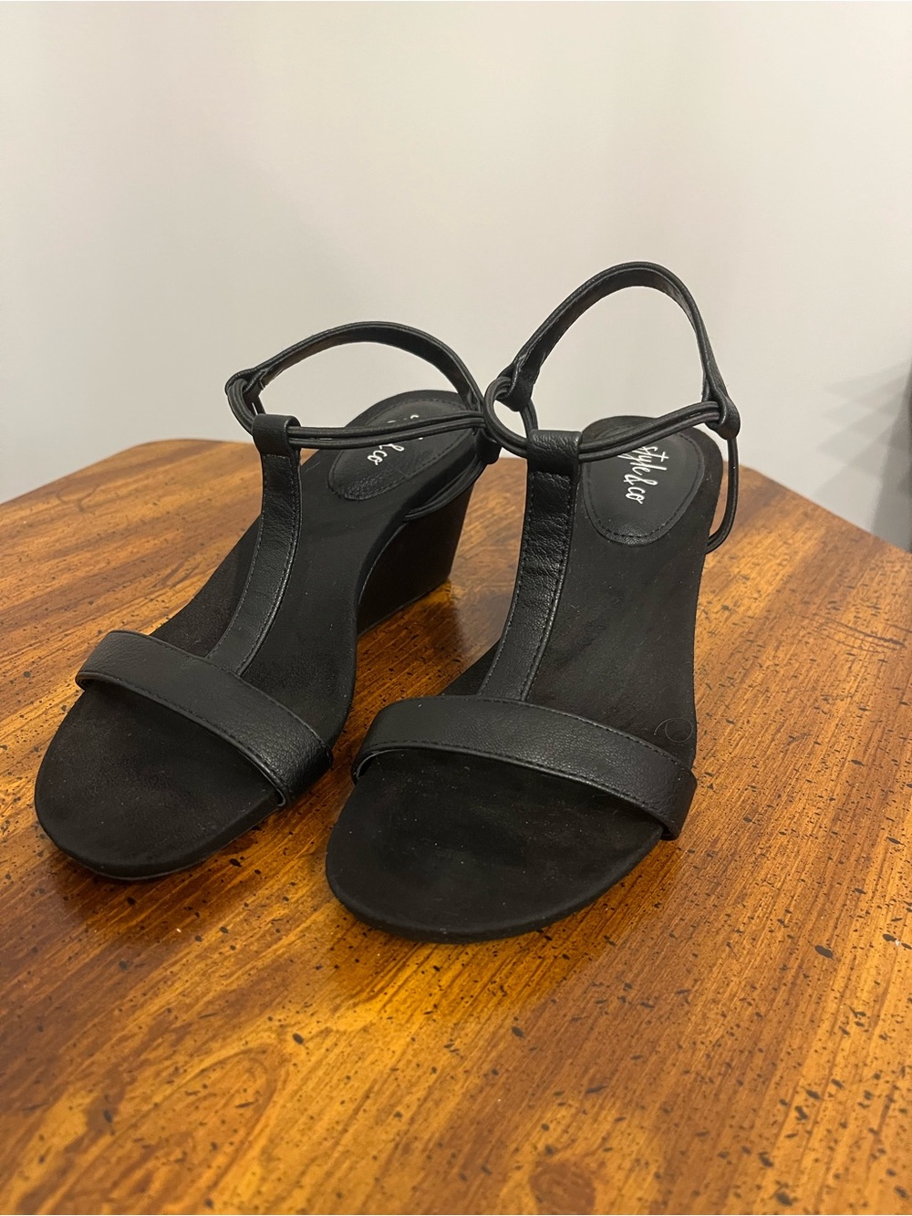 Style & Co Black Mulan Wedge Sandals